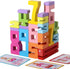 JYJ Wooden Stacking Building Blocks for Kids 3+, Number Game Balance Competition Toy