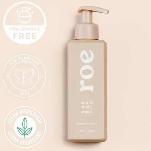 Roe Wellness Toddler & Baby Body Wash & Shampoo - 9.4 fl oz, Moisturizing, Fragrance-Free, Natural Vanilla
