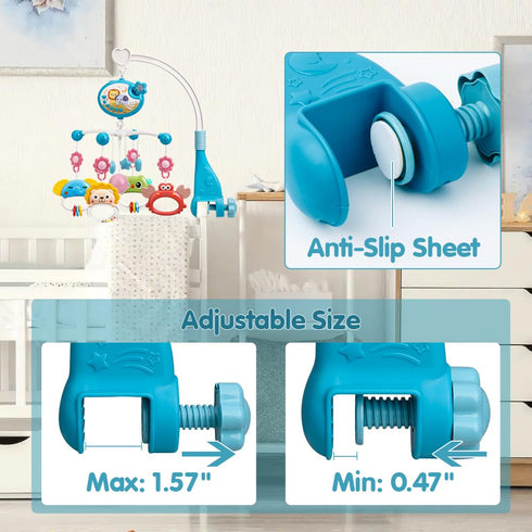 Projection,400 Mini Tudou Crib Mobile with Music and Lights,Baby Mobile for Crib with Hanging Rotating Rattle Toy,Star