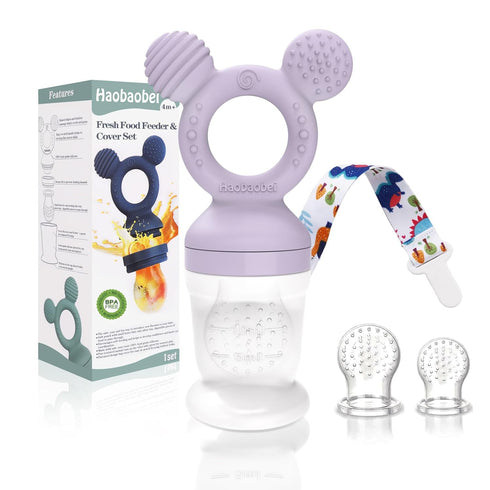Baby Fruit Feeder, Frozen Teething Toys with 3 Extra Teats, BPA Free Baby Teether Pacifier, Baby Feeding Supplies