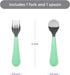 Set, 2 Pack Ubbi Toddler Utensils Stainless Steel Fork & Spoon with Easy-Grip Silicone Handles, Kids Silverware