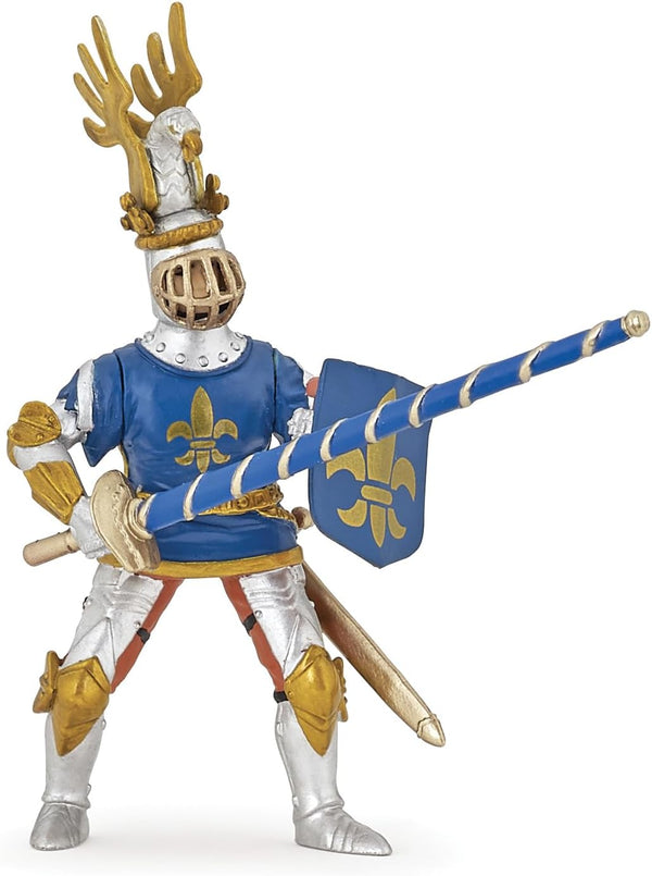 Papo Hand-Painted Medieval-Fantasy Figurine - Blue Knight Fleur de LYS, Collectible for Children