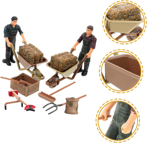 12pcs Farm Accessories Model Sand Tray Miniatures, Miniature Tools for Crafts, Farm Playset for Kids