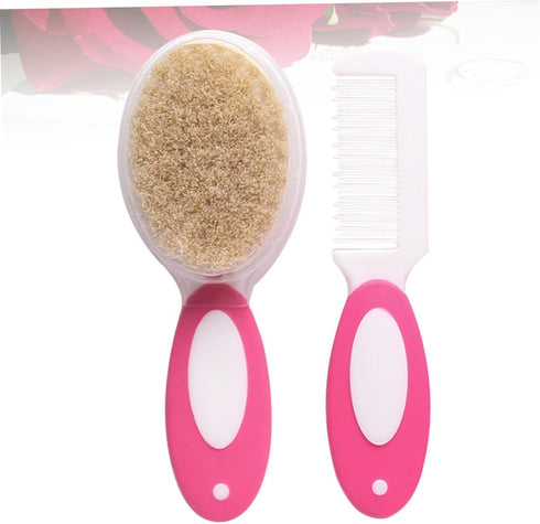 HONITANO 2pcs Set Care Newborn Essential Hair Brush Comb Scalp Massager Gentle Tips for Nursery Hair Care
