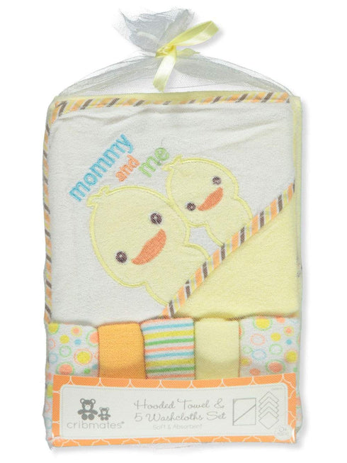CRIBMATES Hooded Towel & 5 Washcloths Set
