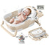 WyfKyd Collapsible Baby Bathtub for Infants to Toddler with Real-time Temp Monitor+Floating Cushion,Foldable