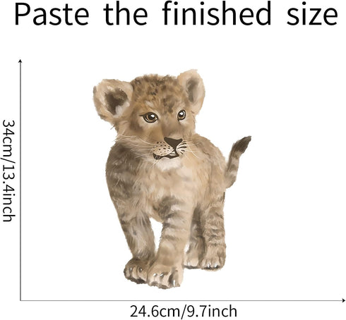 ROFARSO Lifelike Baby Lion Wall Stickers, Removable Wall Decals for Kid Nursery Baby Bedroom Decor