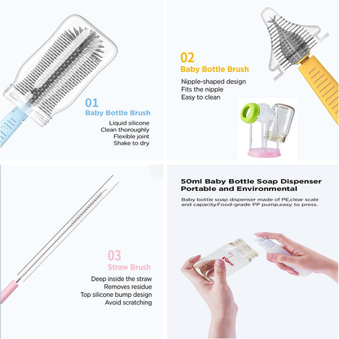 KlirAir Set Baby Bottle Drying Rack for Travel,Portable Drying Rack and Bottle Brush for Working Mom, Visit Families
