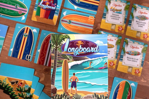 Longboard Card Game for 2 to 4 Players, Build Surfboards on The Beach by Reiner Knizia - 25th Century Games