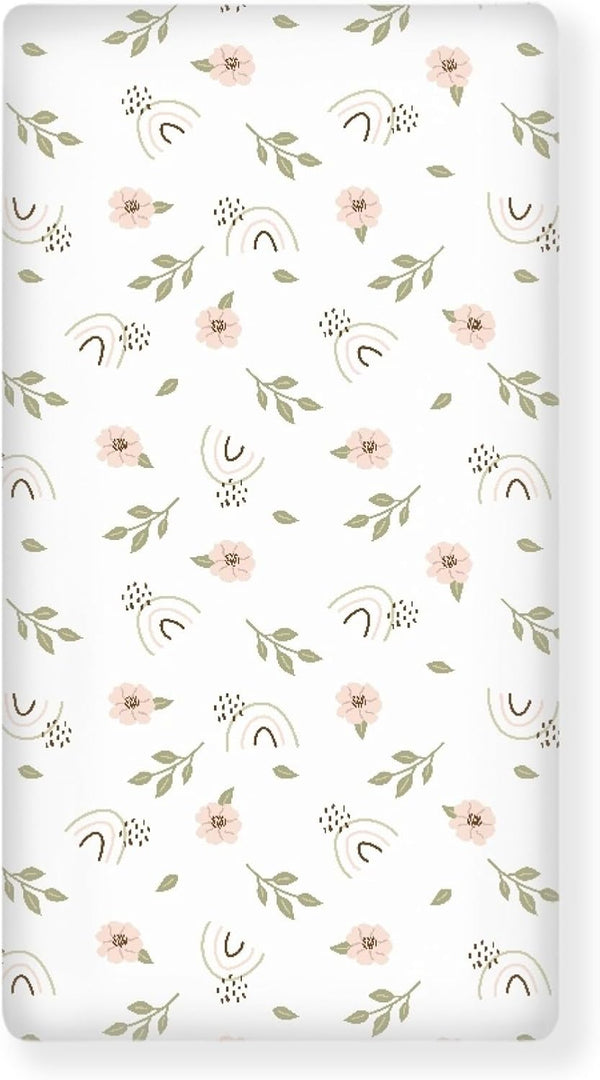 Winpema Flowers and Rainbow Fitted Crib Sheet Floral Style Baby Crib Sheet Fit