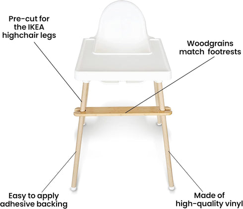 Highchair Decorative Leg Wraps, Bamboo Style Accessories, Compatible with IKEA Antilop, 4 Pre-Cut Adhesive Strips