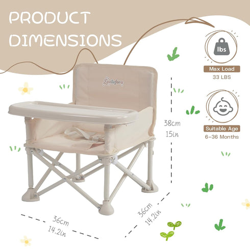 Lavilefora 3-in-1 Portable Baby Chair,Portable Baby Booster Seat with Tray,Folding Toddler High Chair