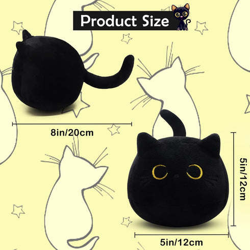Black Cat Plush, 3Pcs Cute Mini Stuffed Animal for Home Decoration, Soft Cat Plush Birthday Gift for Kids Boys Girls