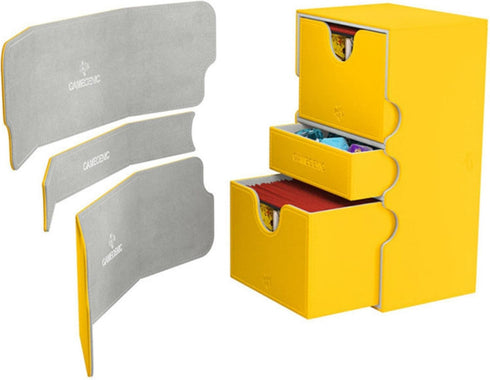 Gamegenic Galápagos Jogos Stronghold 200+ Convertible Deck Box - Double-Sleeved Card Storage, Yellow Color, Holds 200