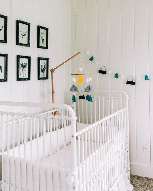 Baby Crib Mobile, Starry Woodland Night, Mint - Nursery Decoration Crib Mobile for Boys and Girls