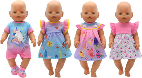 4 Pack Doll Clothes for 13-16 inch Dolls, Dress for 13-16 inches Dolls, Compatible with Toy JC, Toy Manhattan, Toy Doug Melissa and More