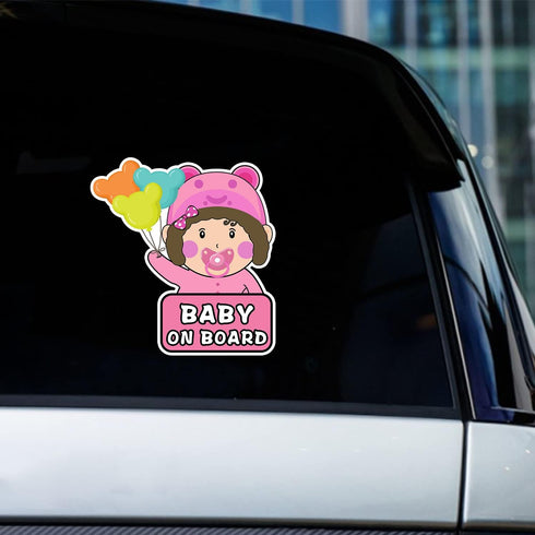 Cartoon Baby on Board Car Sticker Cute Baby and Balloon Kids on Board Car Window Bumper Decal Waterproof Vinyl Baby