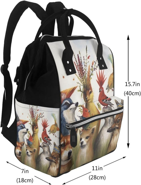 QSMJKLD Backpack Mommy Daypack Animal party Diaper Bag with Changing Pad, Pacifier Holder - Multifunction Travel Nappy