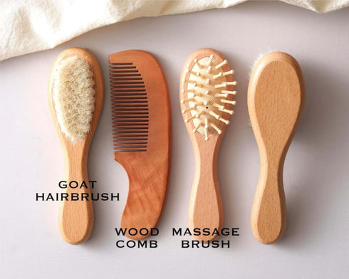 MFCHICIFY Set,Engraved Personalized Baby Comb and Brush Baby Hair Brush with Birth Flowers,Newborn Gift, Personalized