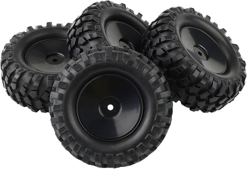4PCS 1:10 RC Tires, Rock Crawler Trailer Tires, Hex 12mm Hard Dish Wheels Rim Rubber for Trail Finder 2