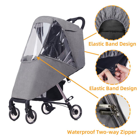 Lydomie Stroller Rain Cover, Baby Travel Weather Shield Windproof and Waterproof Protect from Dust and Snow, Universal