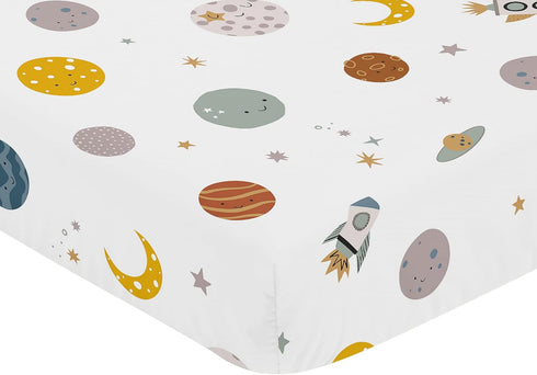 Sweet Jojo Designs Fitted Baby Crib Sheets (Outer Space Themed) for Boys, Infant Nursery, Toddler Room - Standard Size