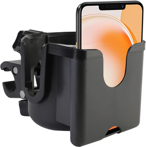 360Rotatable Universal Stroller Cup Holder with Phone Holder, Bottle Holder with Strong Clip, Accessories for Stroller