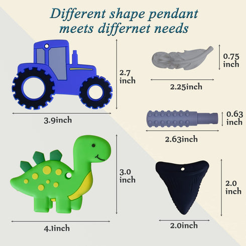 5Pcs Chew Necklace for Sensory Kids, Chewy Necklaces for Boys and Girls with Autism ADHD PICA, Chewable Silicone