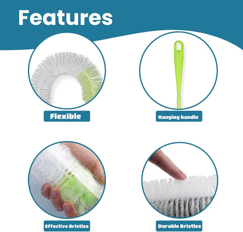 18" 2.5 LiKee Super-Long Bottle Cleaning Brush, Extra-Large Wide Cleaner, Flexible Long Handle Brush for Water Bottle