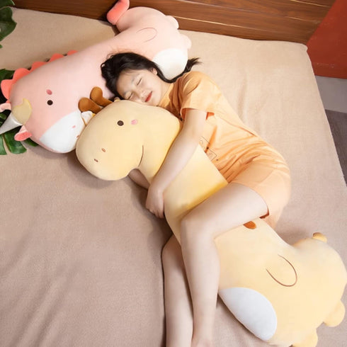 PEACH CAT Cute Long Giraffe Plush Pillow - Kawaii Stuffed Animal for Girls and Boys (Yellow, 35.4")