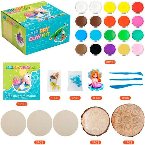 Xoprmey Tutorials,20 Air Dry Clay Kits for Kids,Animal & Ocean Theme,Modeling Clay for Kids, DIY Model Magic Clay
