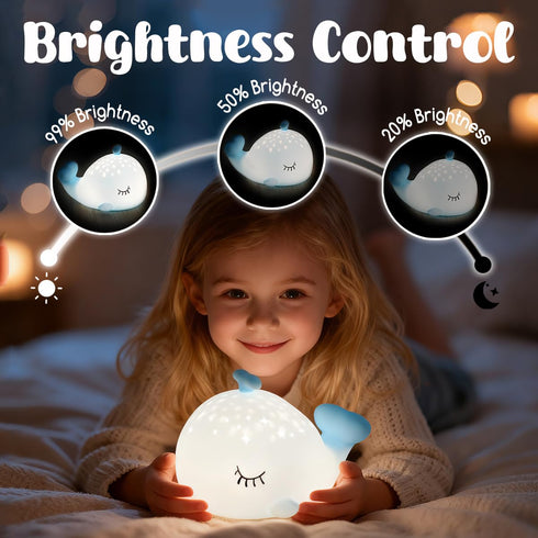 7 Cute Night Light Gifts for Kids, Colors Blue Whale Toys Cute Lamp,Soft Silicone Baby Night Light,Silicone Whale