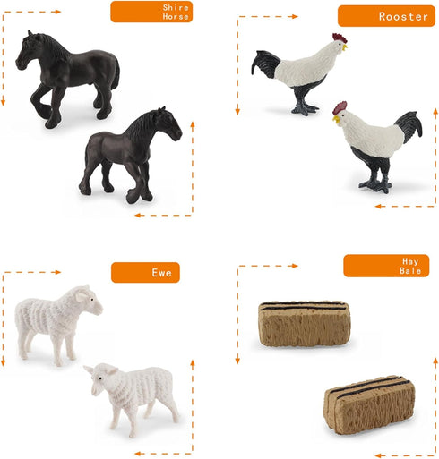 MEMOVAN Realistic Mini Barn Farm Toys Tractor Playset - Plastic Farm Animals, Cake Toppers, Toy Truck