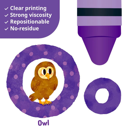 DS-8044 DECOWALL Animal Alphabet Numbers Colour Decals Stickers Kids Peel and Stick Removable for Room dcor Letters ABC