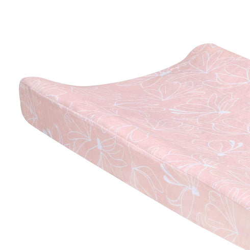 Soft Pink & White Floral Baby Changing Pad Cover by Lambs & Ivy