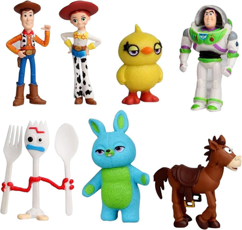 Toy Action Figures Story Toys Set, 1.5-2.3 inches Tall with Woody, Buzz, Jessie (7 Pack)
