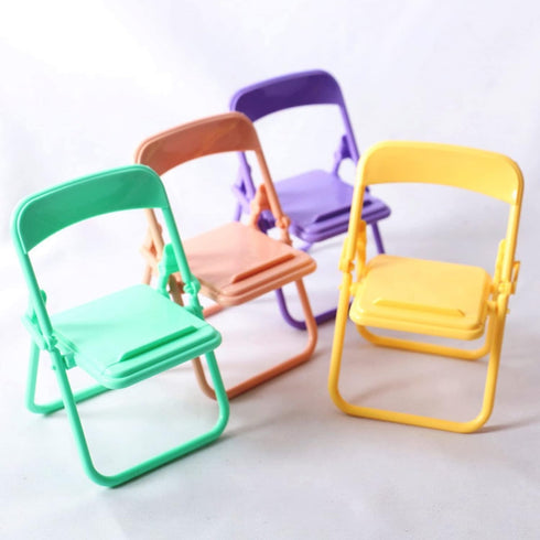 5Pcs Multicolour Simulation Mini Folding Back Small Chair, Dollhouse Miniature Plastic Furniture
