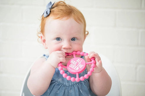 Bella Tunno Happy Teether for Girls – Soft & Easy Grip Baby Girl Teether Toy, Non-Toxic Silicone Ring to Soothe Gums