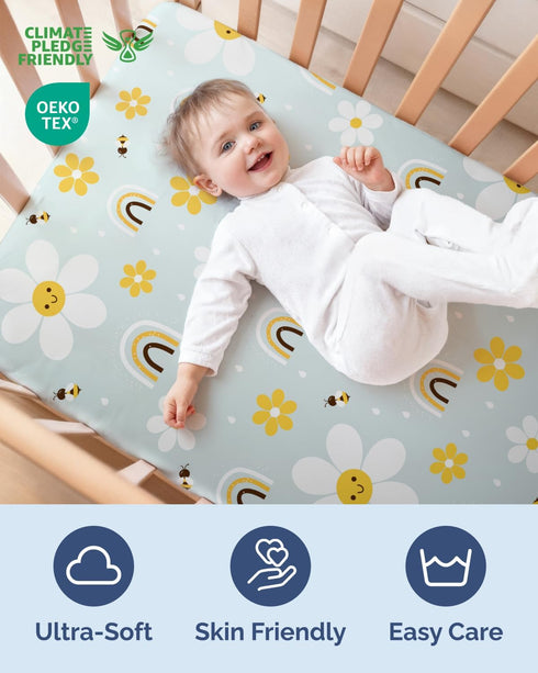 2-Pack Pack Pack 38 24in, Mini Crib Sheets Fitted - N Play Sheets for and Play Mattress - Stretchy Soft Microfiber