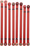 VGEBY 8Pcs Lightweight Aluminium Alloy RC Link Rod Kit, 1:10 Scale Pull Rod for Aixal SCX10 1/10 RC Car (Red)