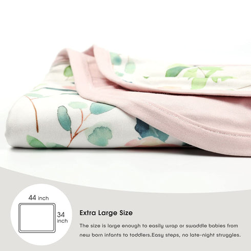 34 44, GRSSDER Baby Blankets Super Soft Stretchy Jersey Knit Swaddle Blanket for Baby Girls, Double Layer Reversible