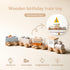 ibwaae Wooden Train Set for Baby Toys, 12 PCS with Numbers and Blocks for Toddler Boys and Girls Birthday Gifts