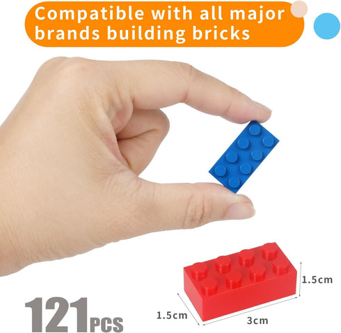 Building Bricks 121 Pieces, 2x4 Multi-color Building Blocks, Compatible with Classic Building Block Toys for Kids