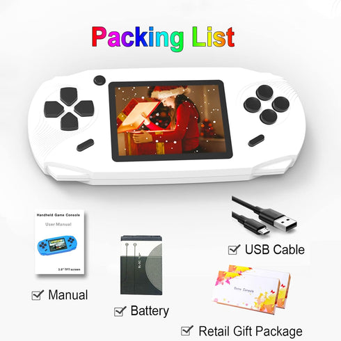 16 Bit Handheld Games for Kids - 3.0'' Large Screen with 100 HD Classic Retro Video Games, USB Rechargeable