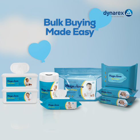 140 Dynarex DynaCare Hugs of Love Baby Wipes - Scented - Alcohol-Free Wipes with Aloe & Lanolin, Safe for Sensitive