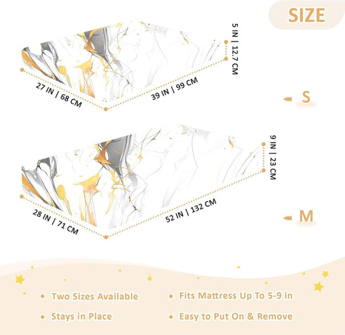 Bseiialft 52 28 White Gray Gold Marble Crib Sheets for Boys Girls Soft and Breathable Cotton Baby Sheets for Standard