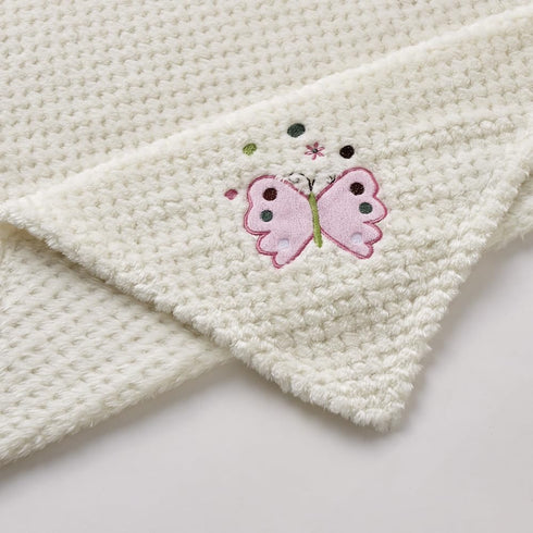 CREVENT Soft Cozy Baby Blankets + Security Blanket Set with Gift Bag, Newborn Essentials (Ivory)