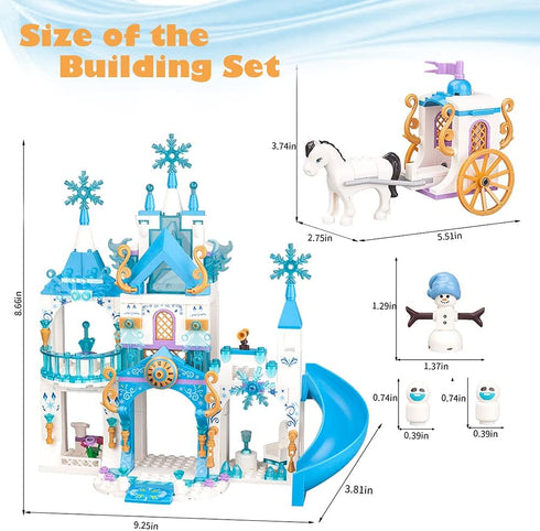 Girls Castle Building Blocks Toys Set - 377 Pieces Ice Princess Castle Construction, Snow Castle Building Bricks, Gift