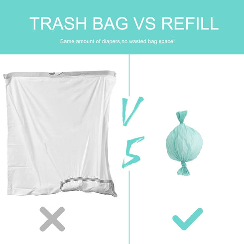 Zippland 330 4 Count Diaper Pail Liner Refills Bags Compatible with Janibell Akord Series Adult Diaper System, Green