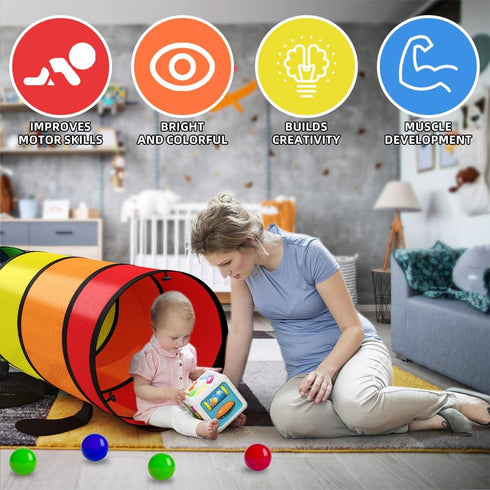Kids Play Tunnel for Toddlers 1-3 Colorful Pop Up Baby Tunnel for Kids to Crawl Through 6 Foot with Breathable Mesh Collapsible Toddler Tunnel Toys Gift for Children or Dog